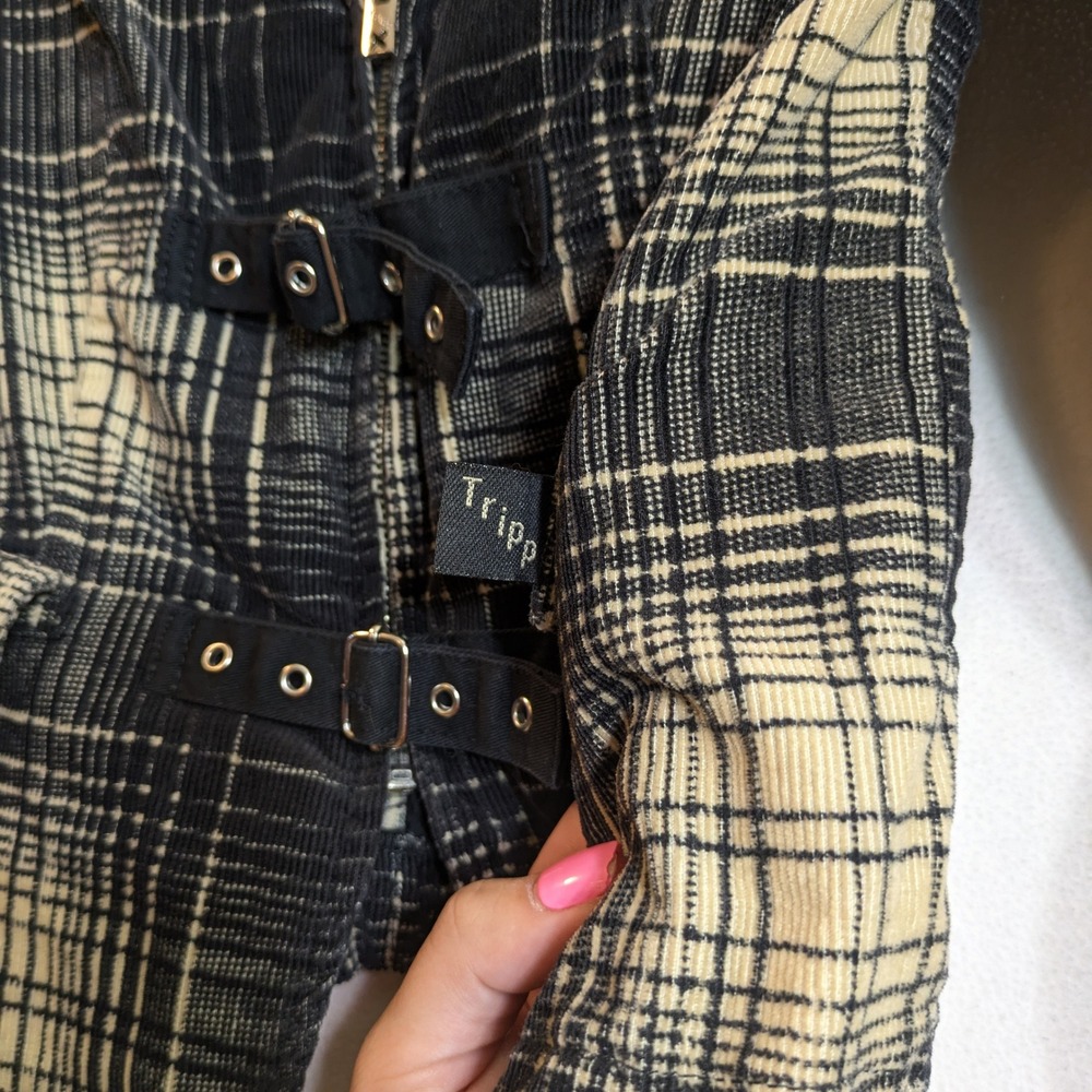 Vintage Tripp NYC Plaid Buckle Blazer L Y2K Goth Punk Grunge Jacket Academia Emo - Picture 6 of 11